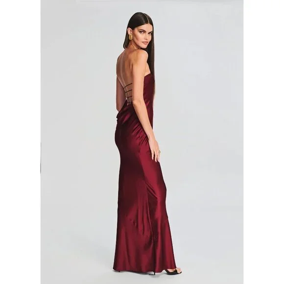 retrofete Keaton Silk Strapless Dress Cabernet Womens Size XS